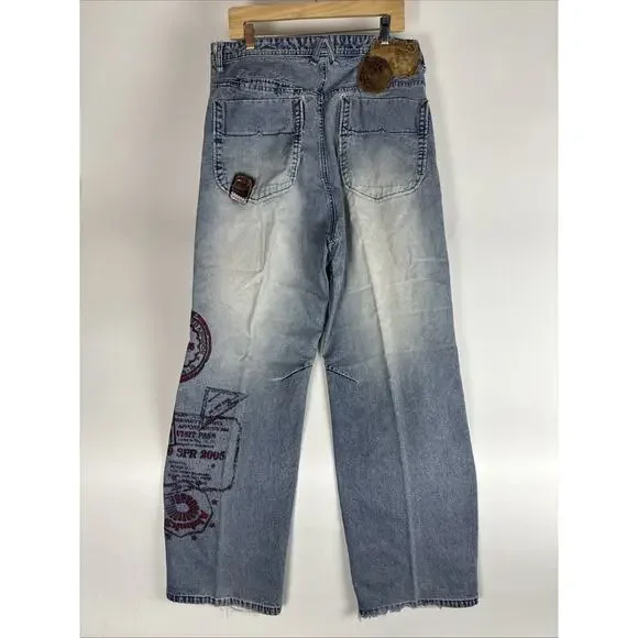 Ripped RARE Vintage Akademiks Printed baggy relaxed jeans 36